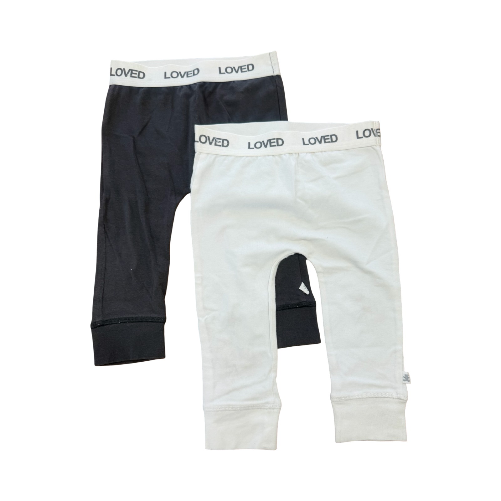 6-12M 2pc Grey & White Loved Leggings - Woolworths