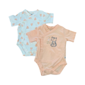 1-3M 2pc Peach & Cream Kitty and Hearts Bodysuits - Woolworths