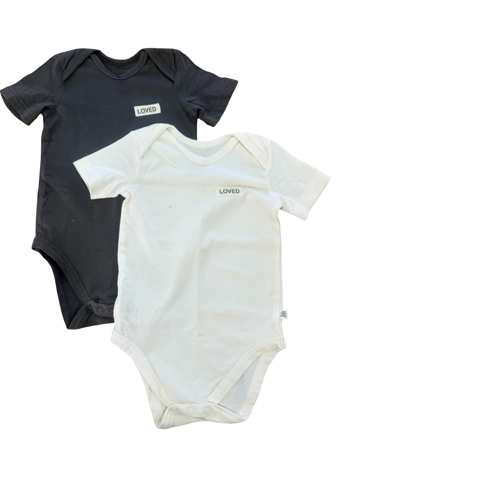 6-12M 2pc White & Grey Loved Body Vests - Woolworths