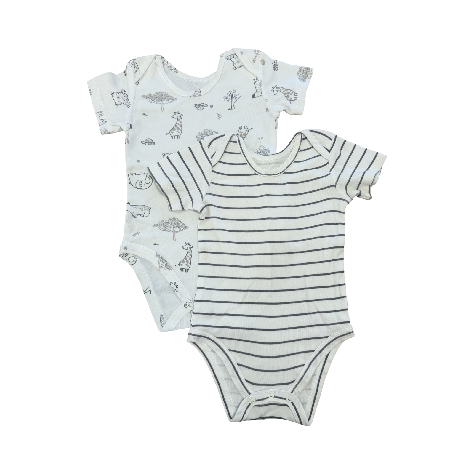 3-6M 2pc Stripe & Animal Body Vests - Woolworths
