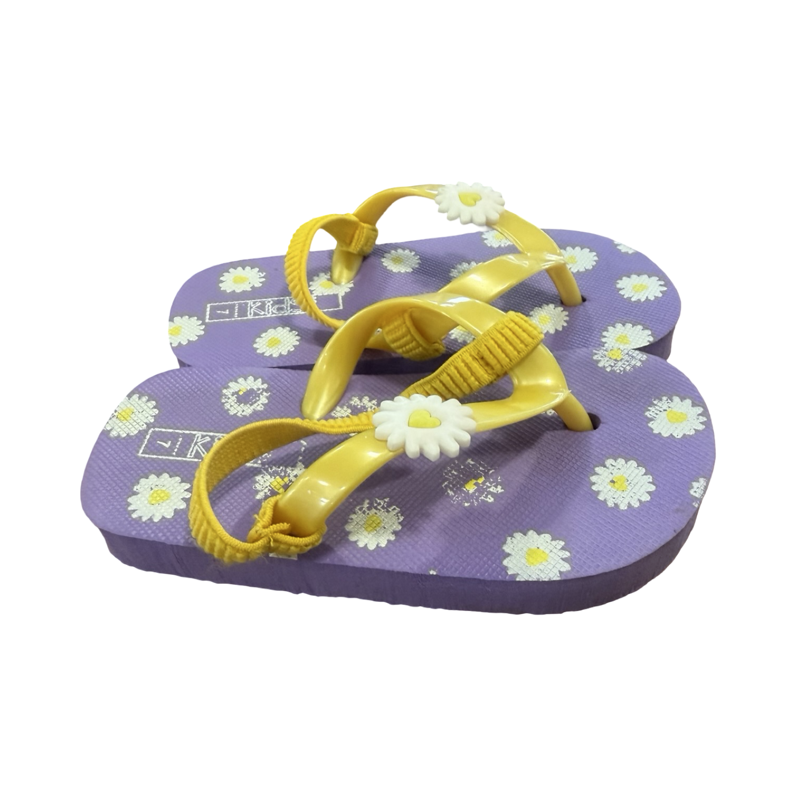 Size 7 Purple & Yellow Flip Flops - Real Kids