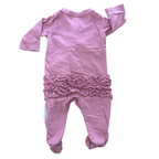 Newborn Dark Pink Snapper Babygrow with Frill Detail - Mia Mari