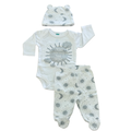 Newborn 3pc Grey & White Bodysuit, Pants & Beanie Set - Ackermans