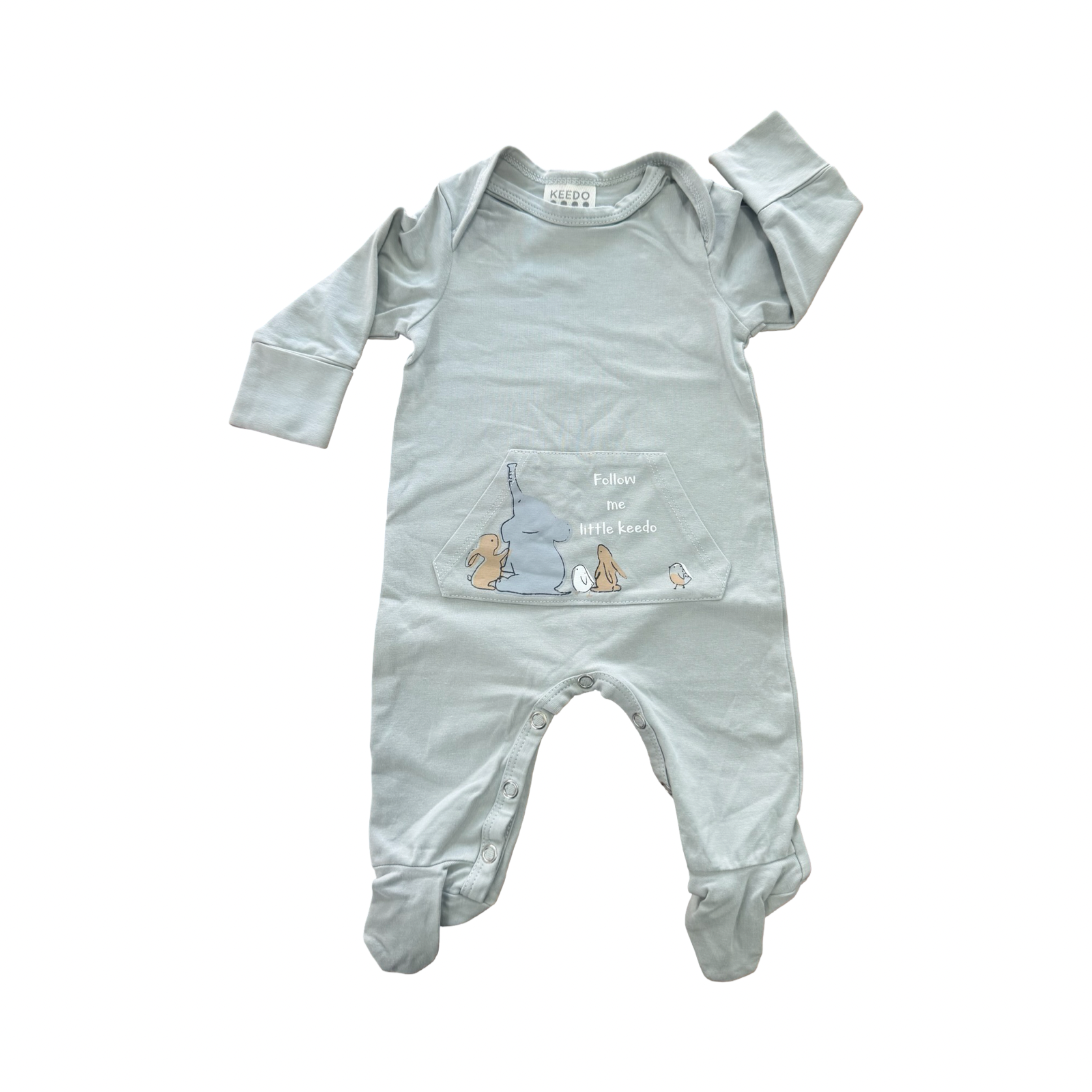 Newborn Grey Follow Me Litle Keedo Cotton Babygrow - Keedo