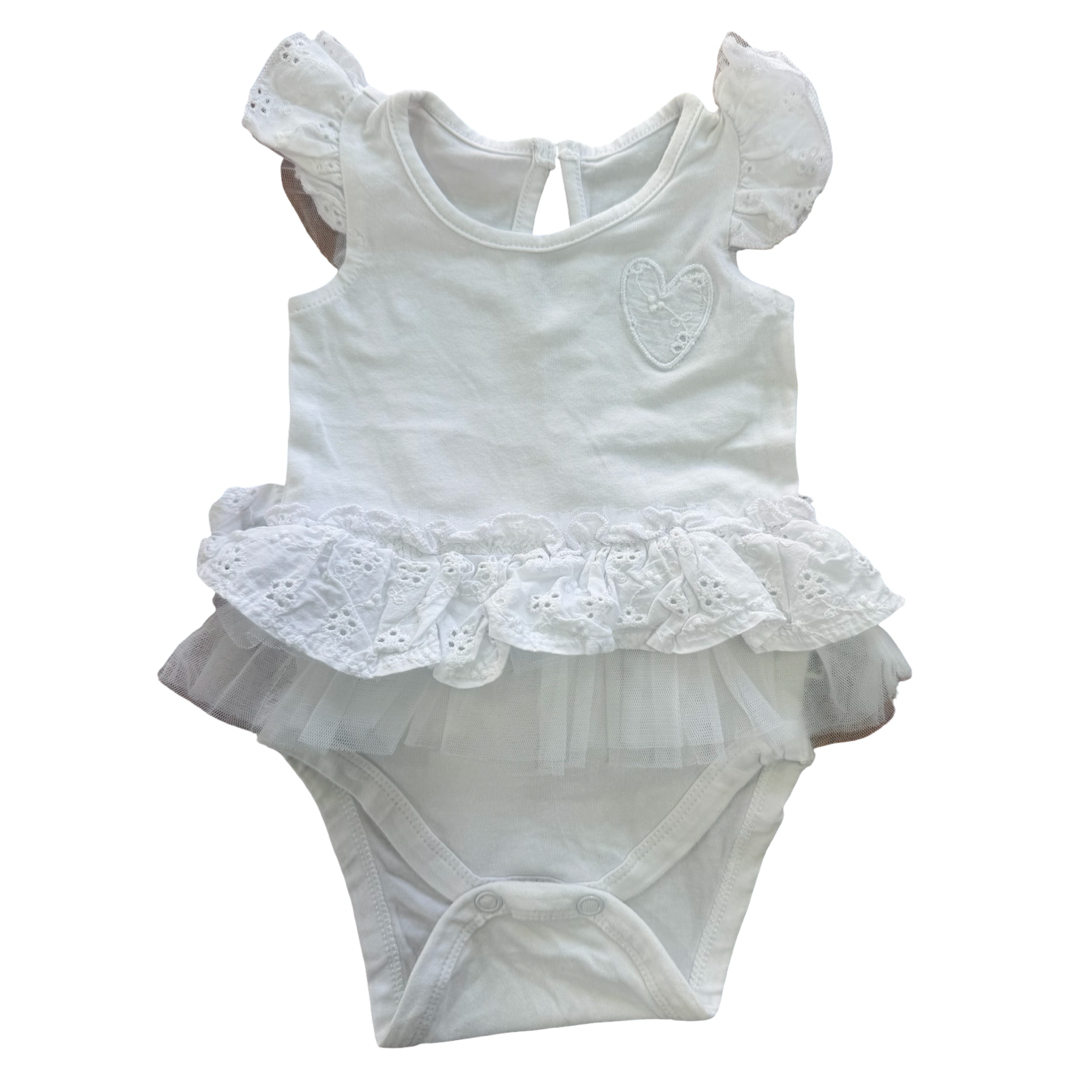 Newborn White Lace & Tulle Detail Bodysuit - Woolworths