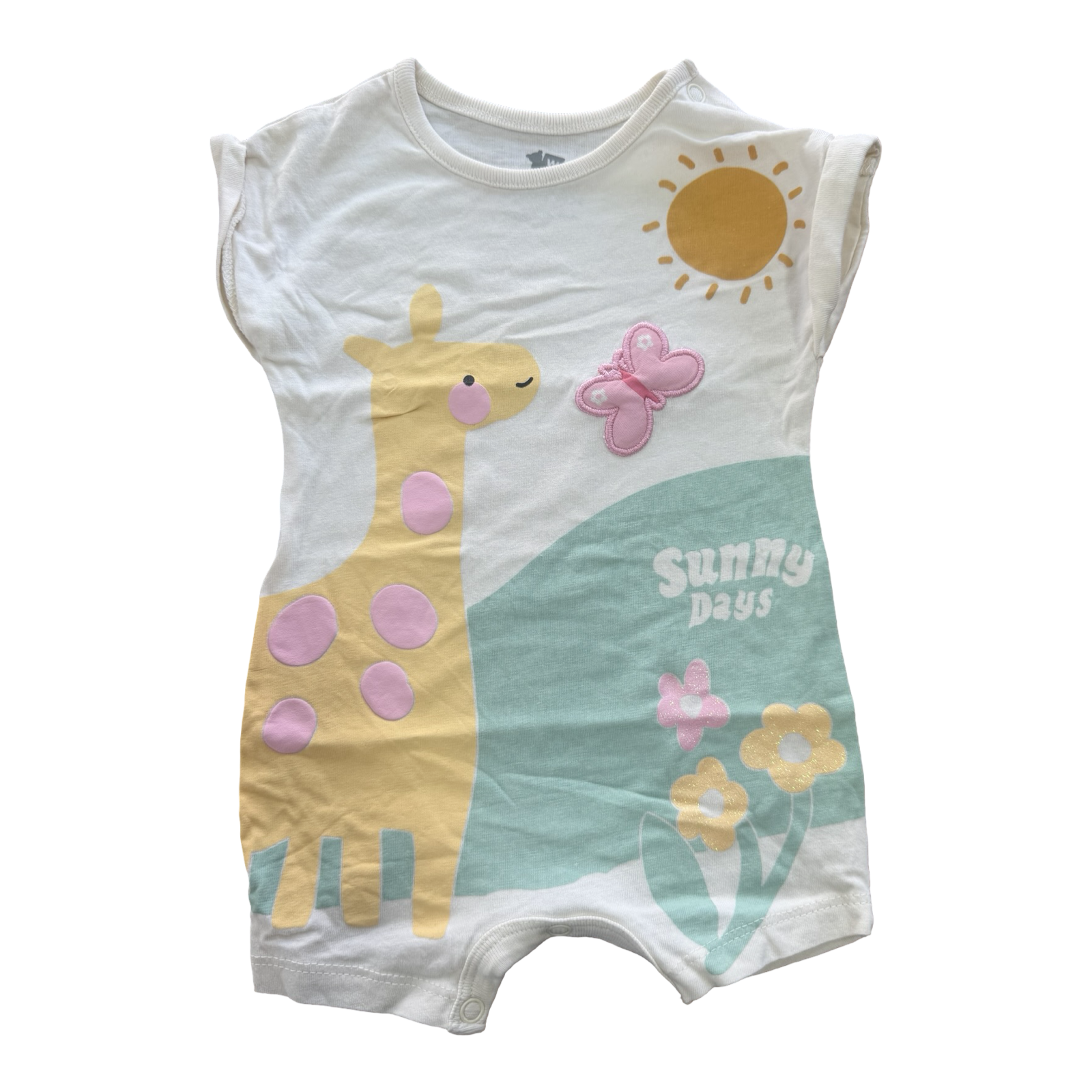 Newborn Cream Giraffe Romper - Woolworths