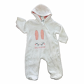 0-3M White Fleece Bunny Zipper Onesie - Ackermans