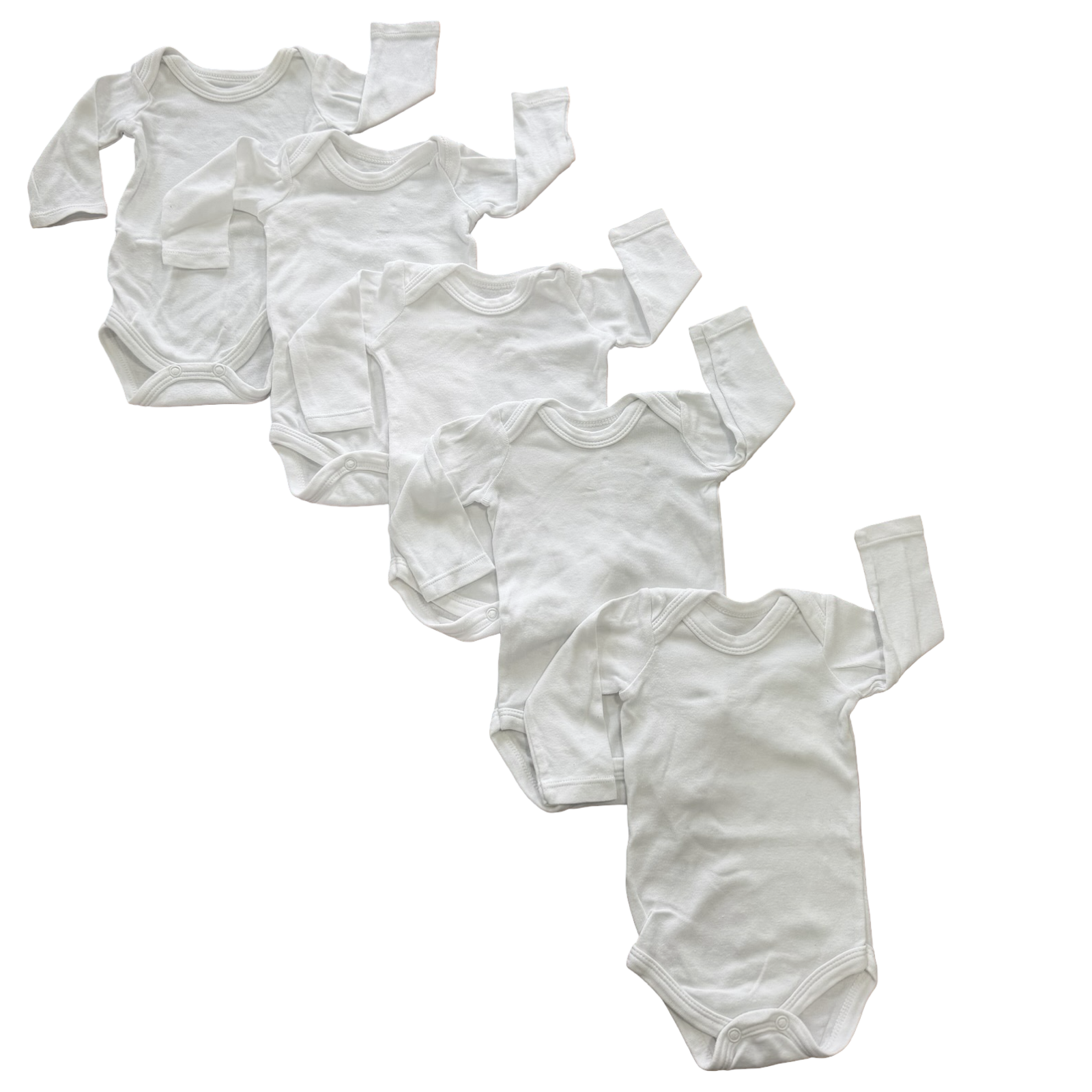 Newborn 5pc White Long Sleeve Cotton Vest Set - Woolworths