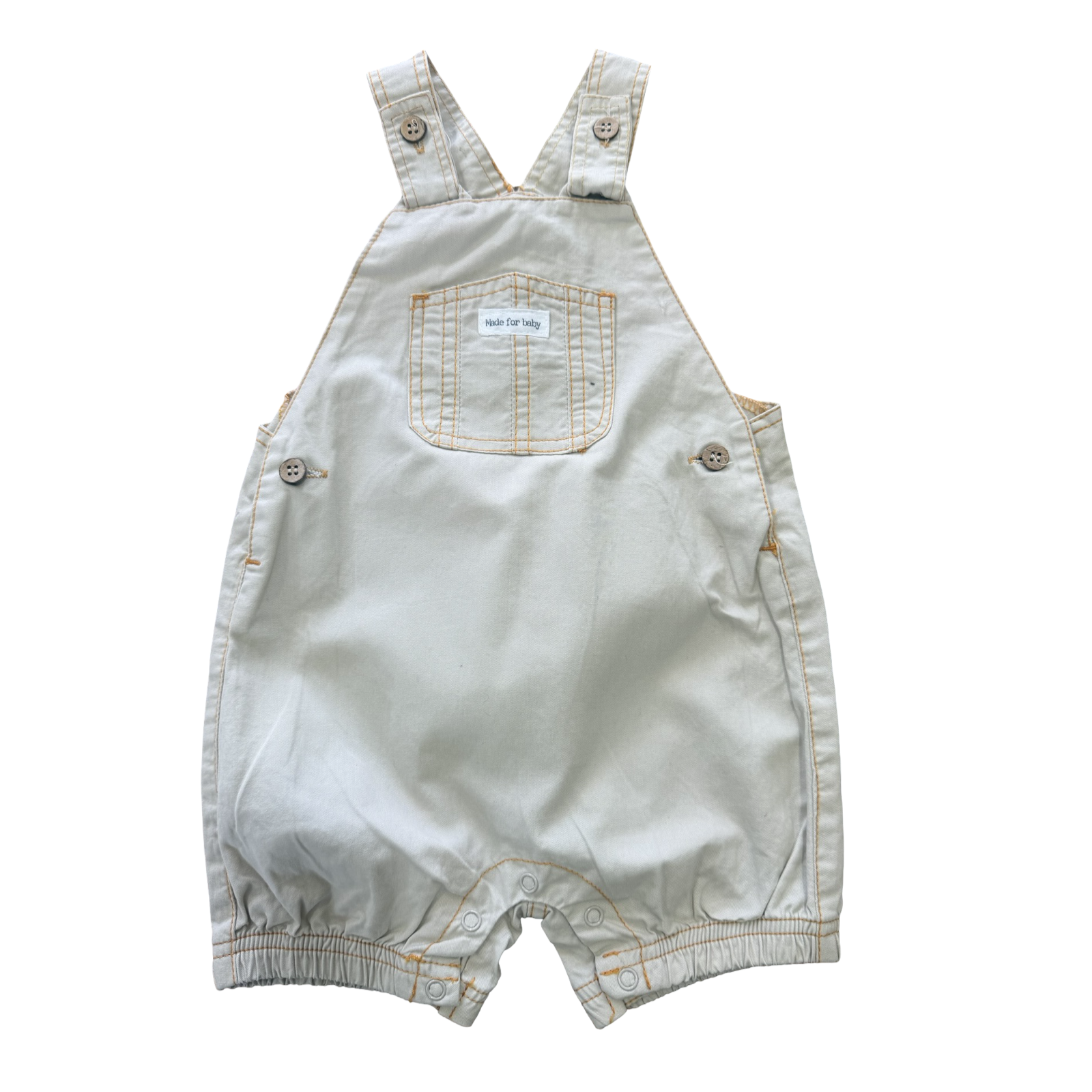 18-24M Cream Dungaree with Orange Thread Detail - Clicks
