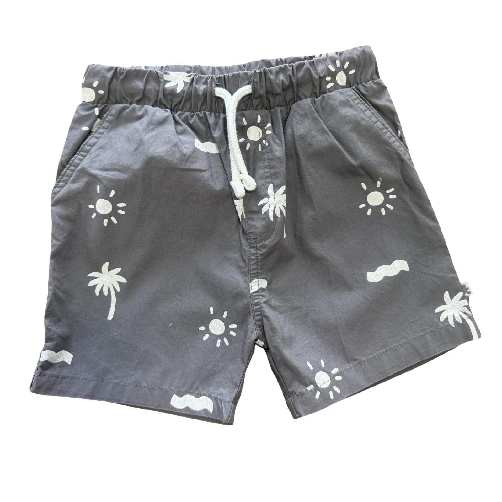 6-12M Grey Palm Tree & Sun Elasticated Shorts - Woolworths