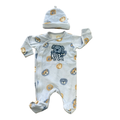 Newborn Blue Cutest of Cute Fleece Snapper Onesie & Beanie - Woolworths