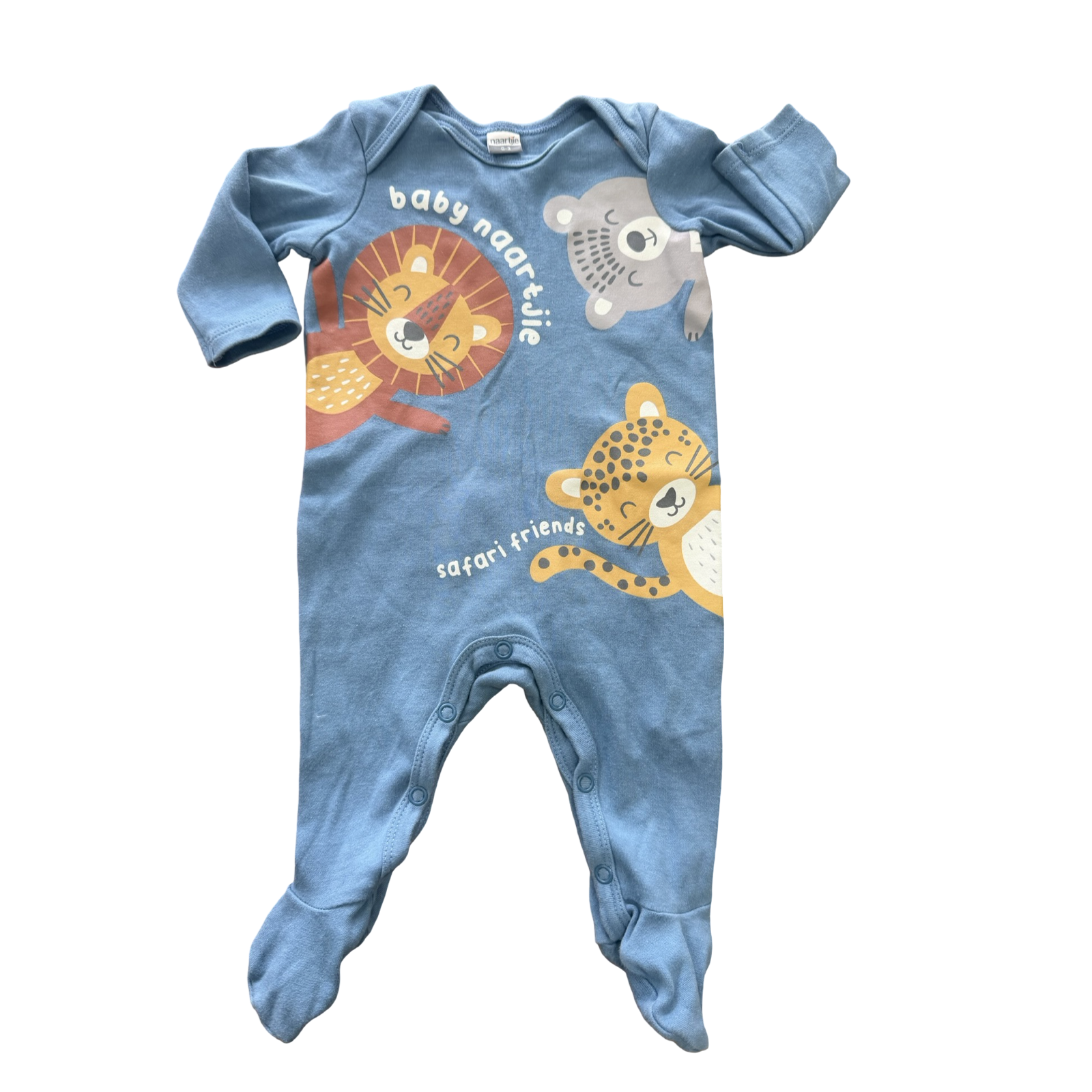 0-3M Blue Safari Friends Babygrow - Naartjie