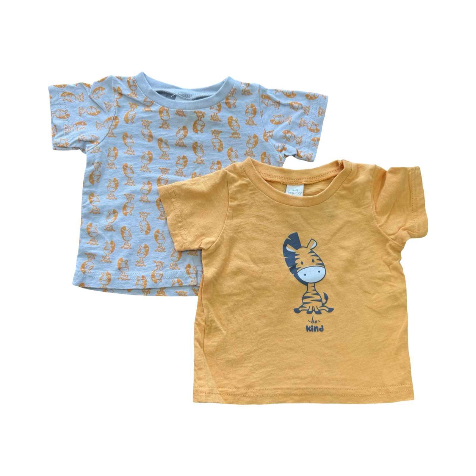 3-6M 2pc Yellow and Grey Zebra T-Shirts - Tiny Tots