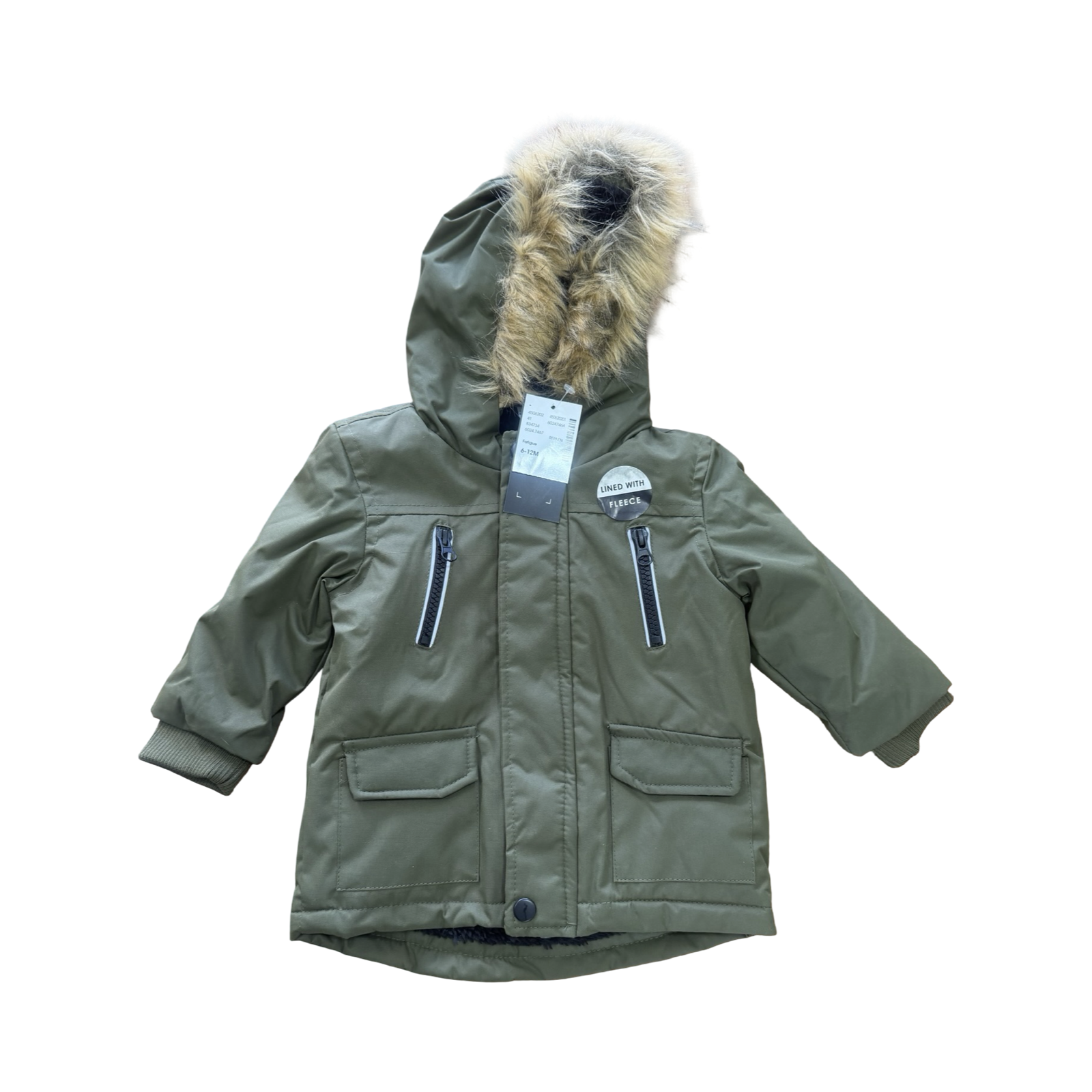 *NEW* Khaki Lined Puffer Winter Jacket with Faux Fur - Jet