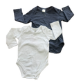 3-6M 2pc Blue Melange & White Long Sleeve Bodysuits - Tiny Tots