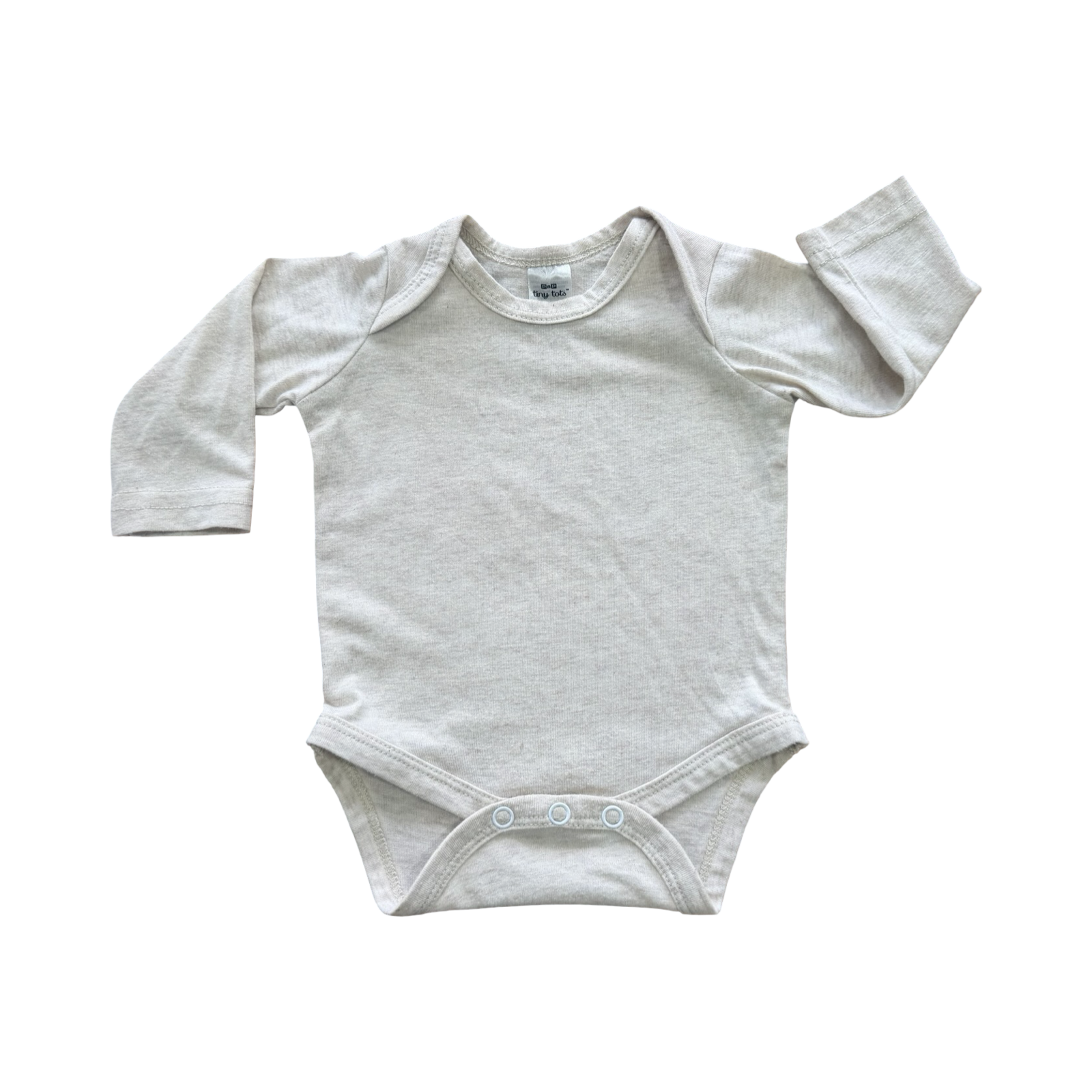 Newborn - Beige Melange Long Sleeve Bodysuit - Tiny Tots