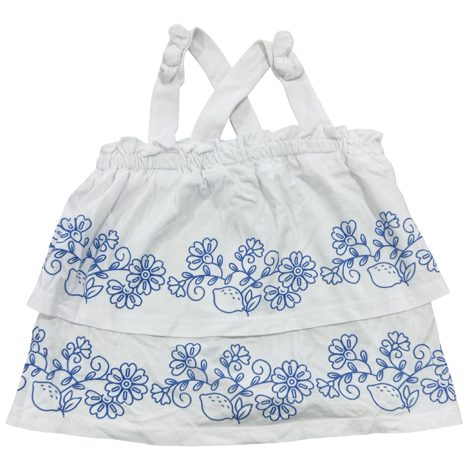18-24M White & Blue Strap Frill Top - Original Marines