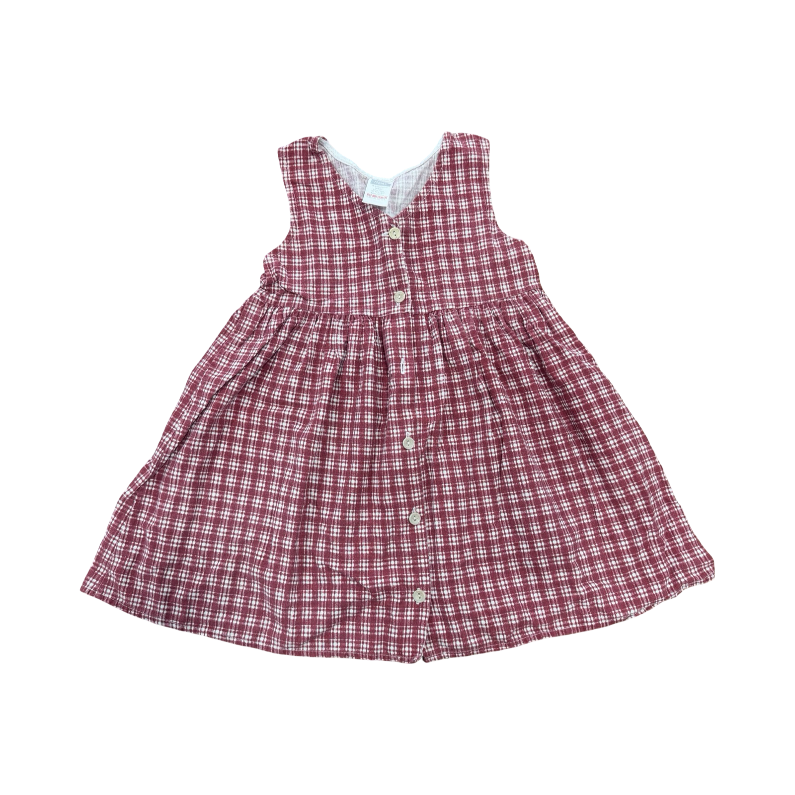 18-24M Red & White Check Dress with Buttons - Tesco