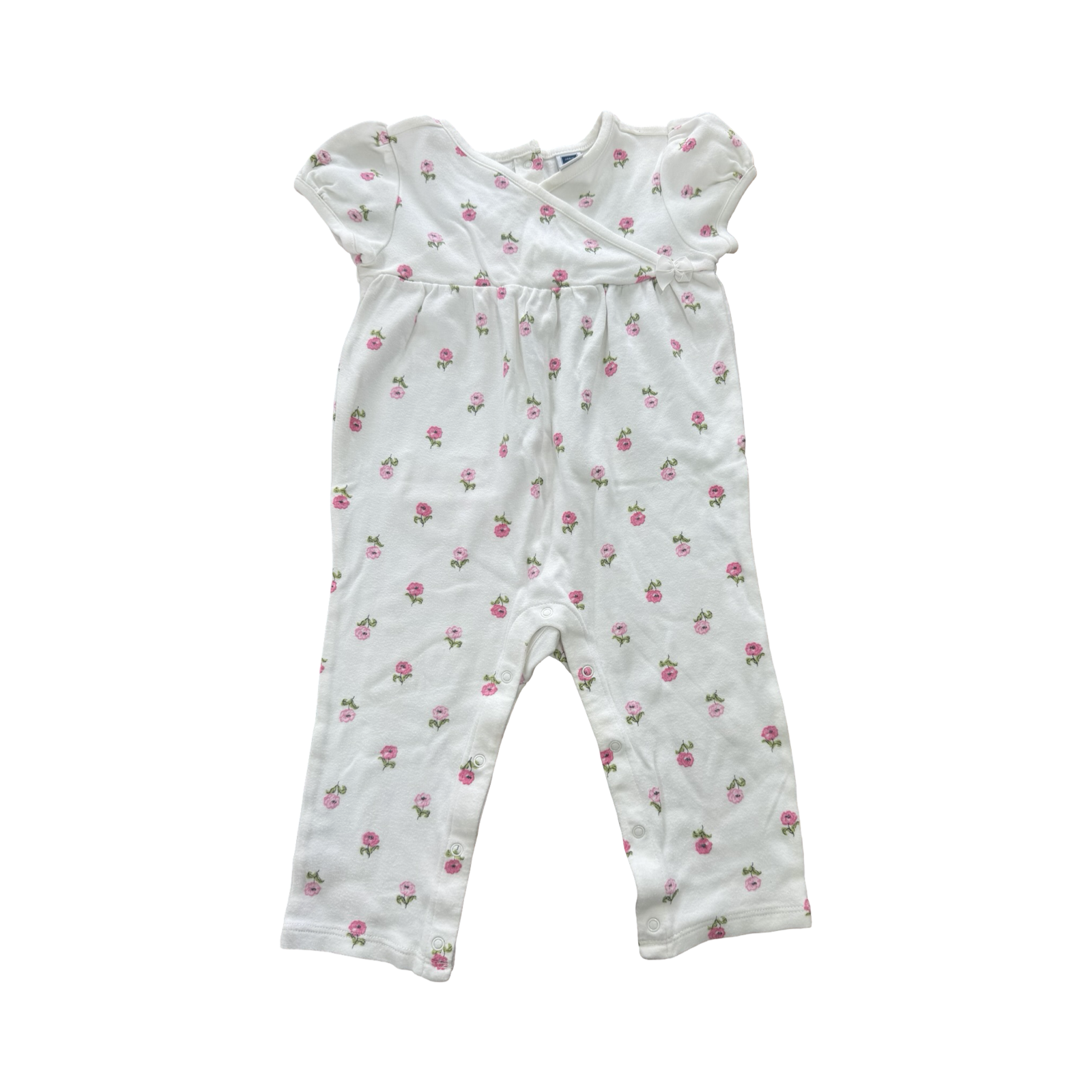 12-18M White & Pink Floral Cotton Onesie - Janie & Jack
