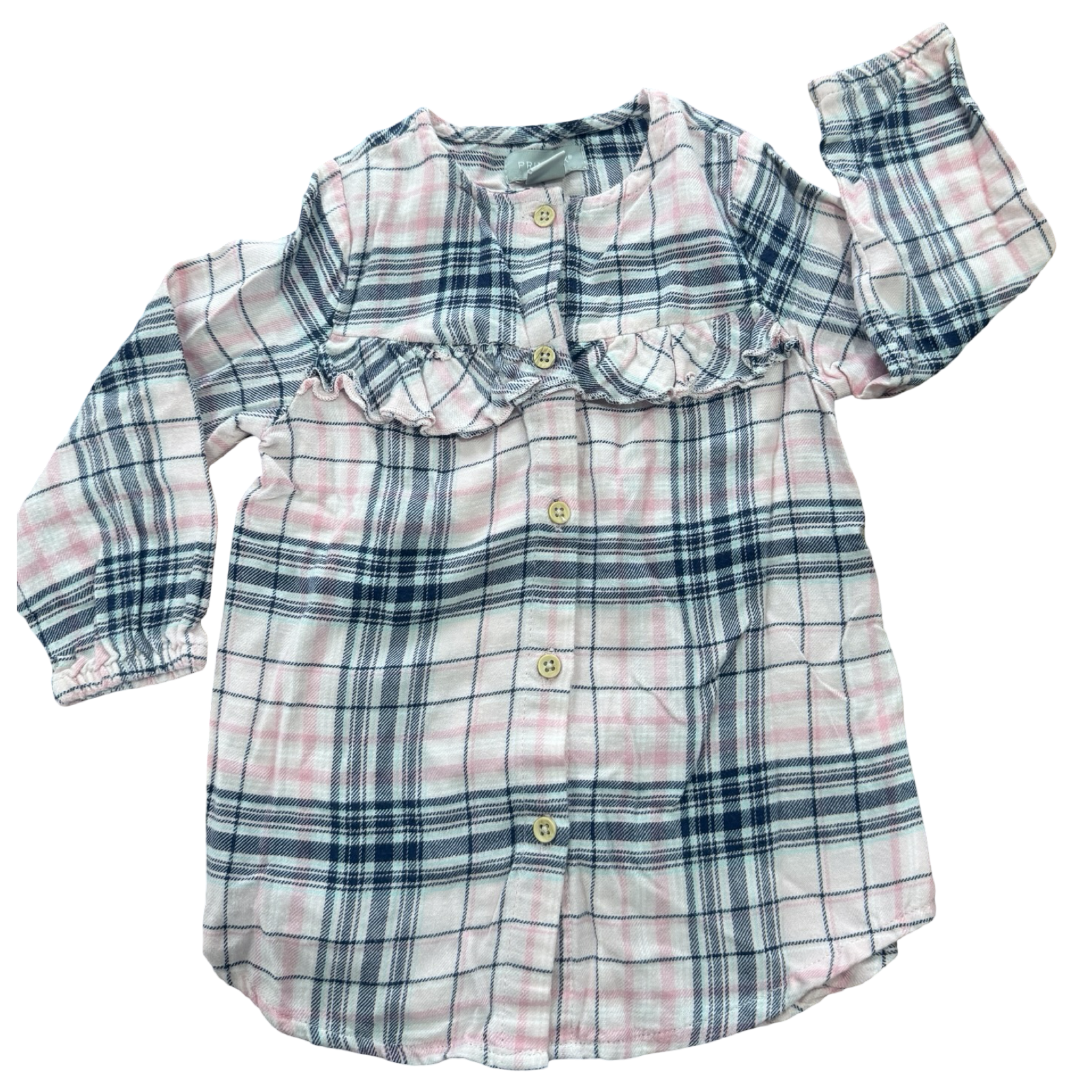 18-24M Pink & Navy Check Long Top - Primark