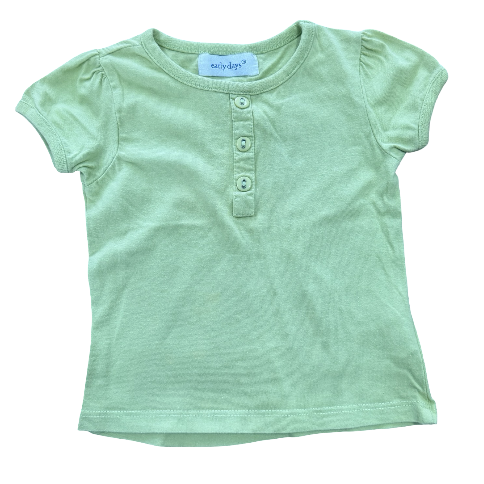 6-12M Green T-Shirt with Button Detail - Early Days