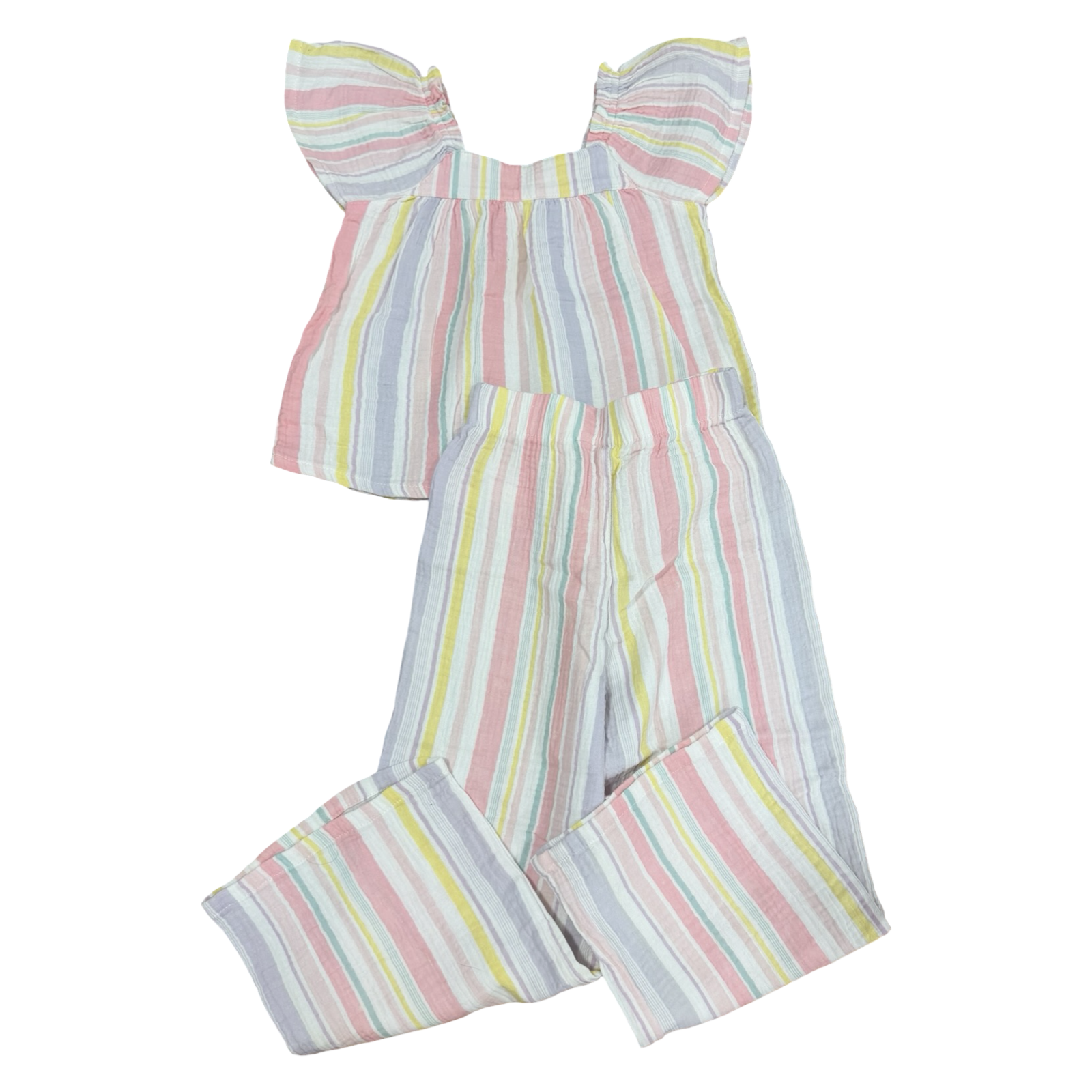 5-6Y 2pc Pants & Top Multicoloured Stripe Set - Real Kids