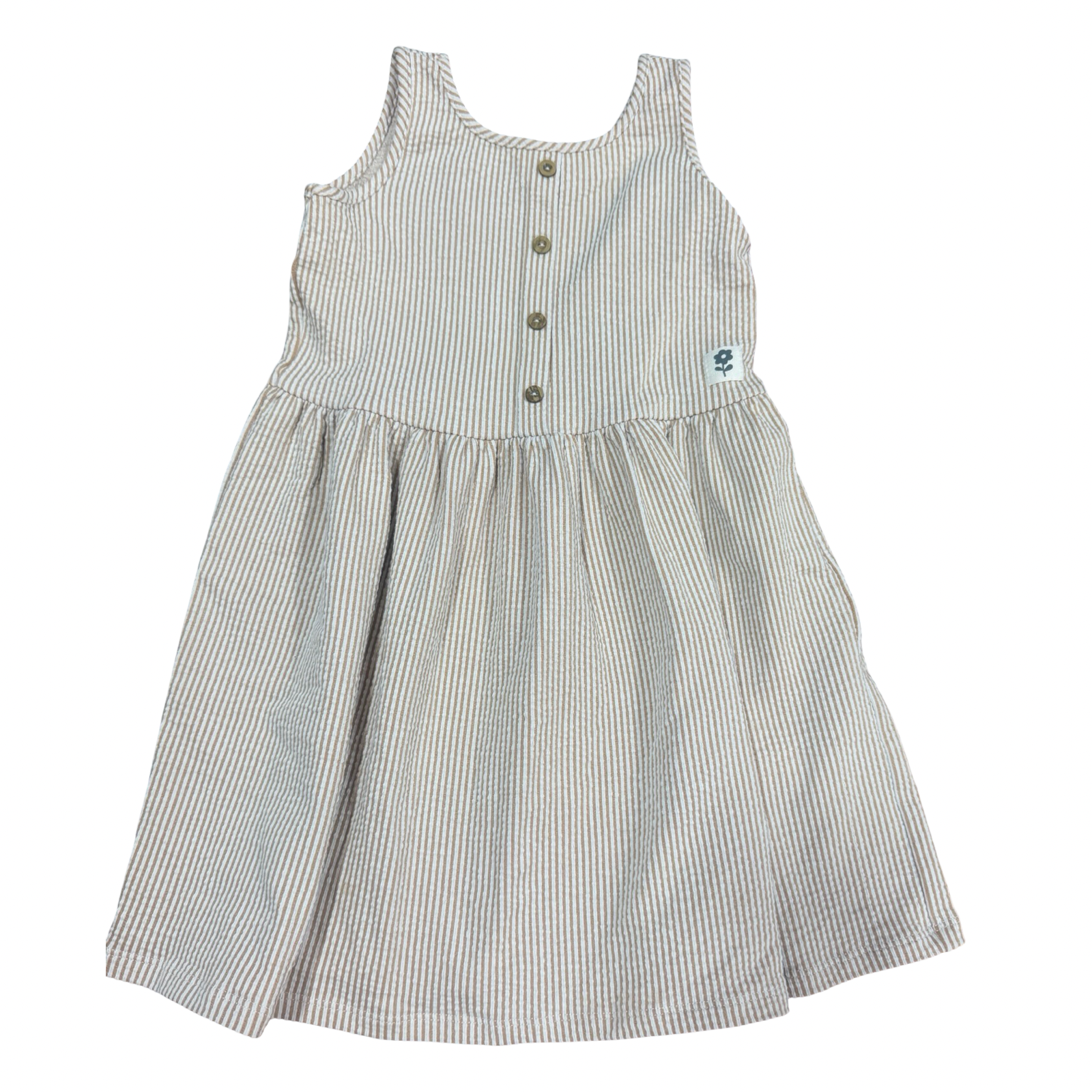 7Y Brown & White Stripe Dress - Woolworths