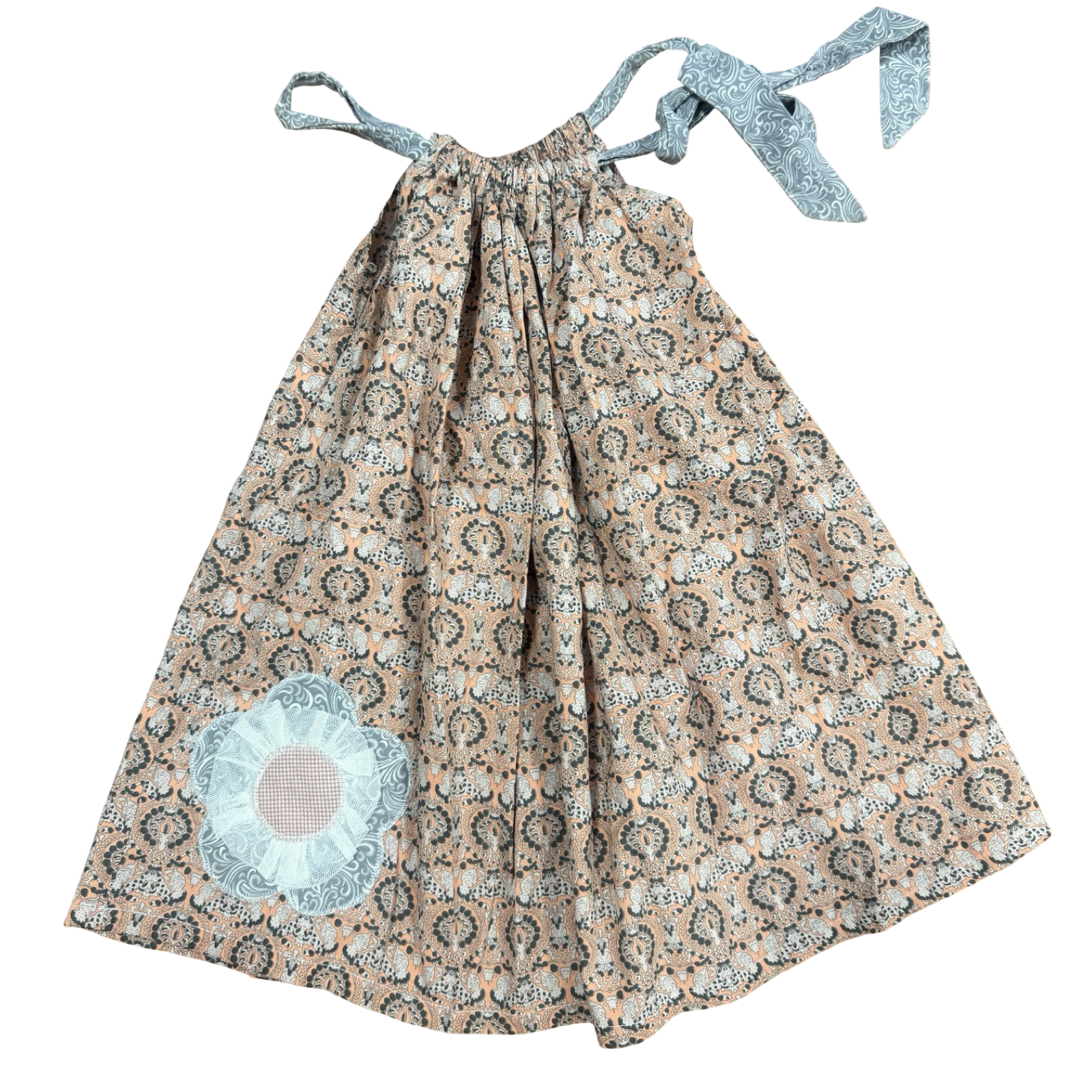 5-6Y Orange & Grey Patterned Dress