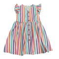 6Y Multicoloured Stripe Dress with Buttons - Shein