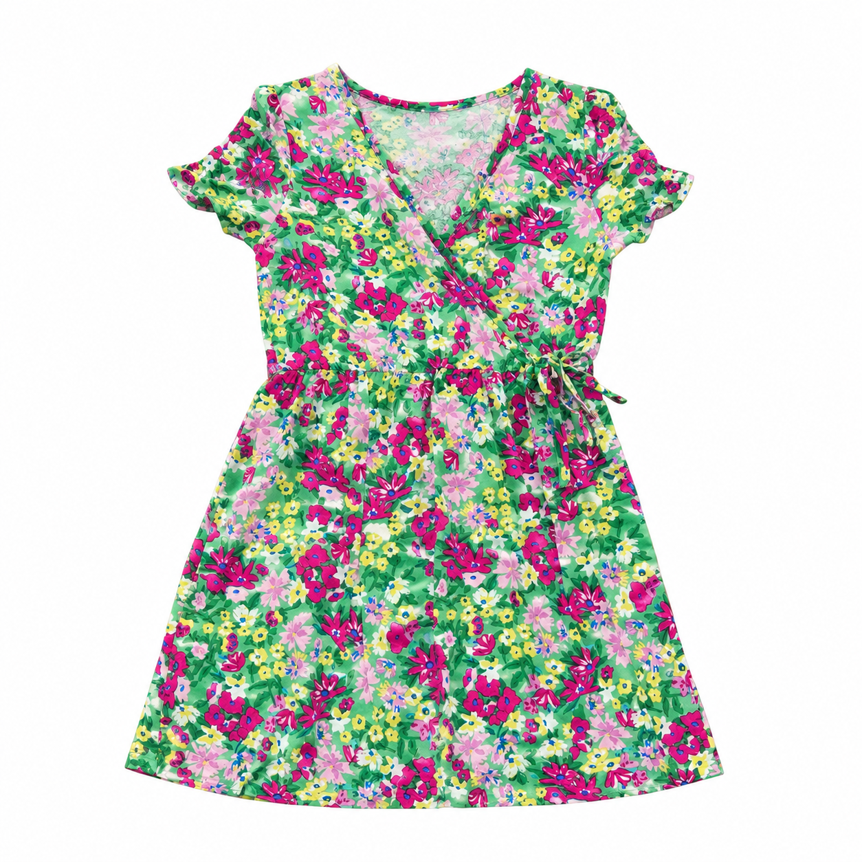 12-13Y Floral Viscose Wrap Dress - FRIENDS INC