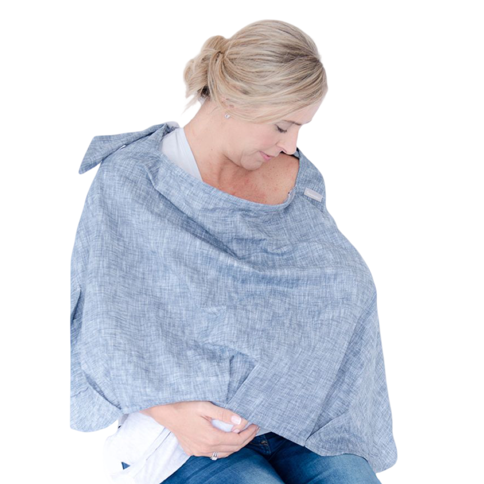 One Size Chambray Blue Melange Breastfeeding Cover - Babysense