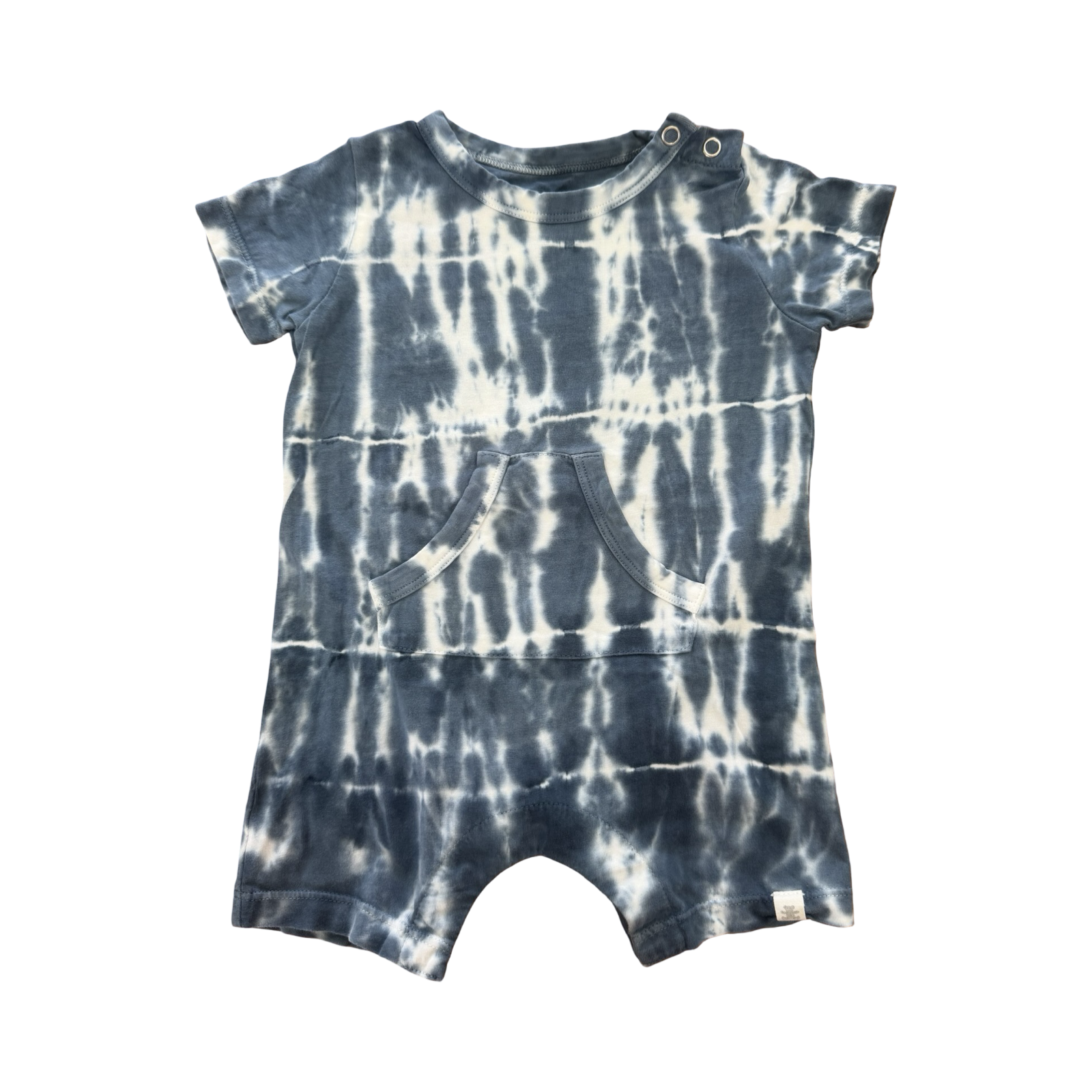 1-3M Grey Tie Dye Romper with Front Pocket - Woolworths