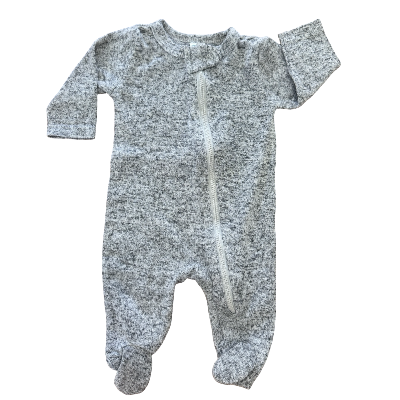 Newborn - Grey Melange Zipper Onesie - Ackermans