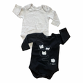 1-3M 2pc Black & Beige Long Sleeve Bodysuit Set - Woolworths