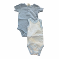 3-6M 2pc White & Blue Bodyvest Set - Cotton On / Woolworths