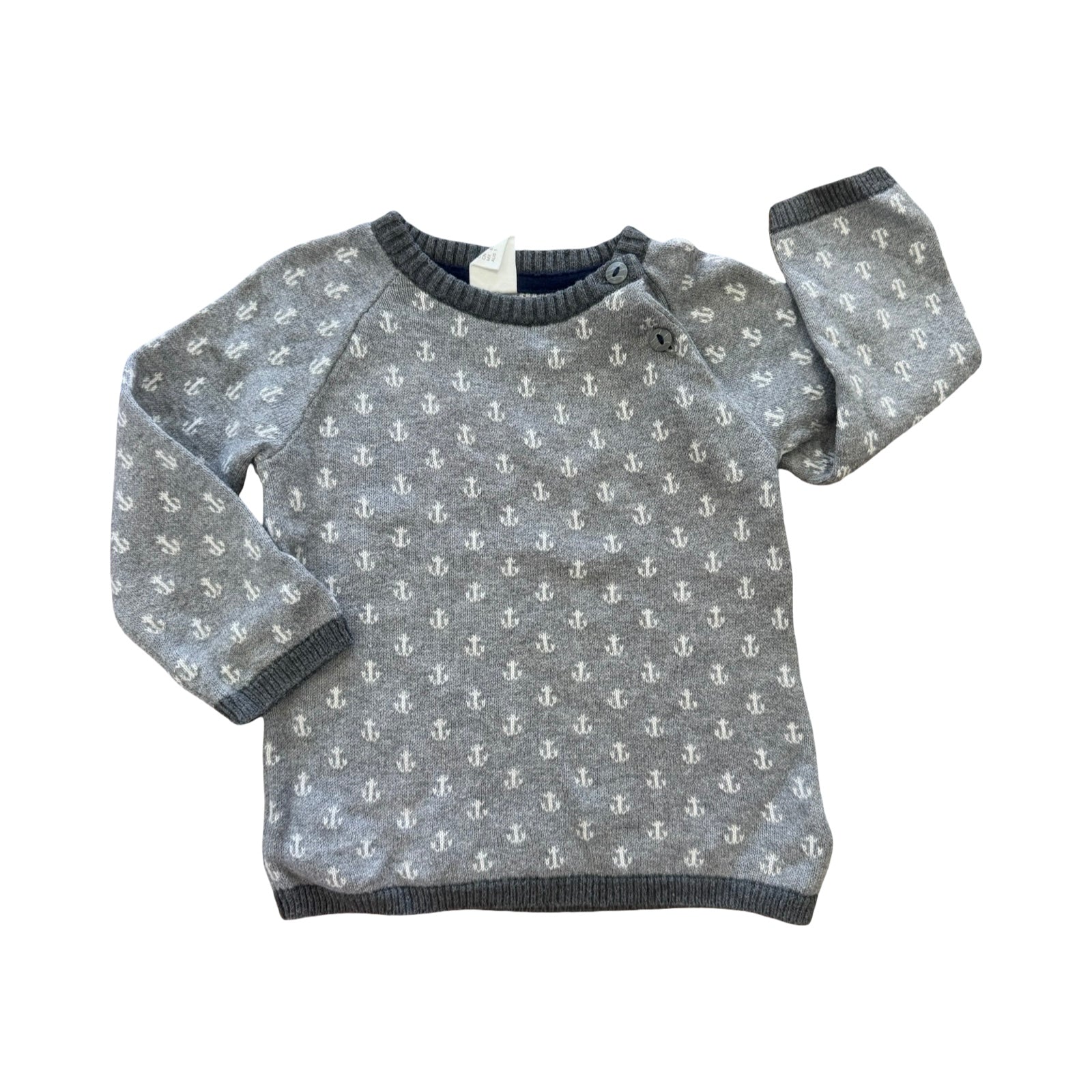 9-12m Grey Anchor Jersey - H & M