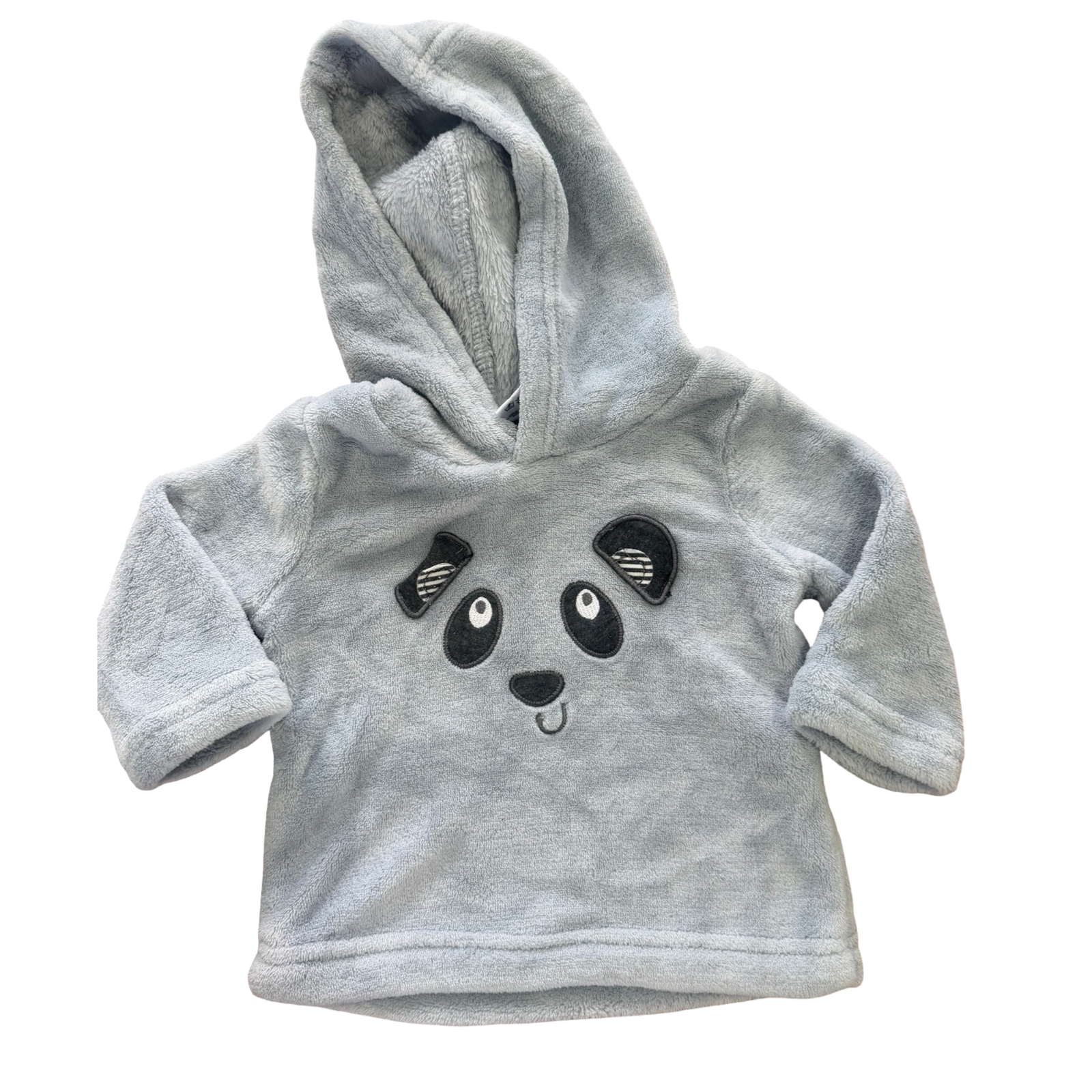 3-6M Grey Fleece Panda Hoodie - Real Baby