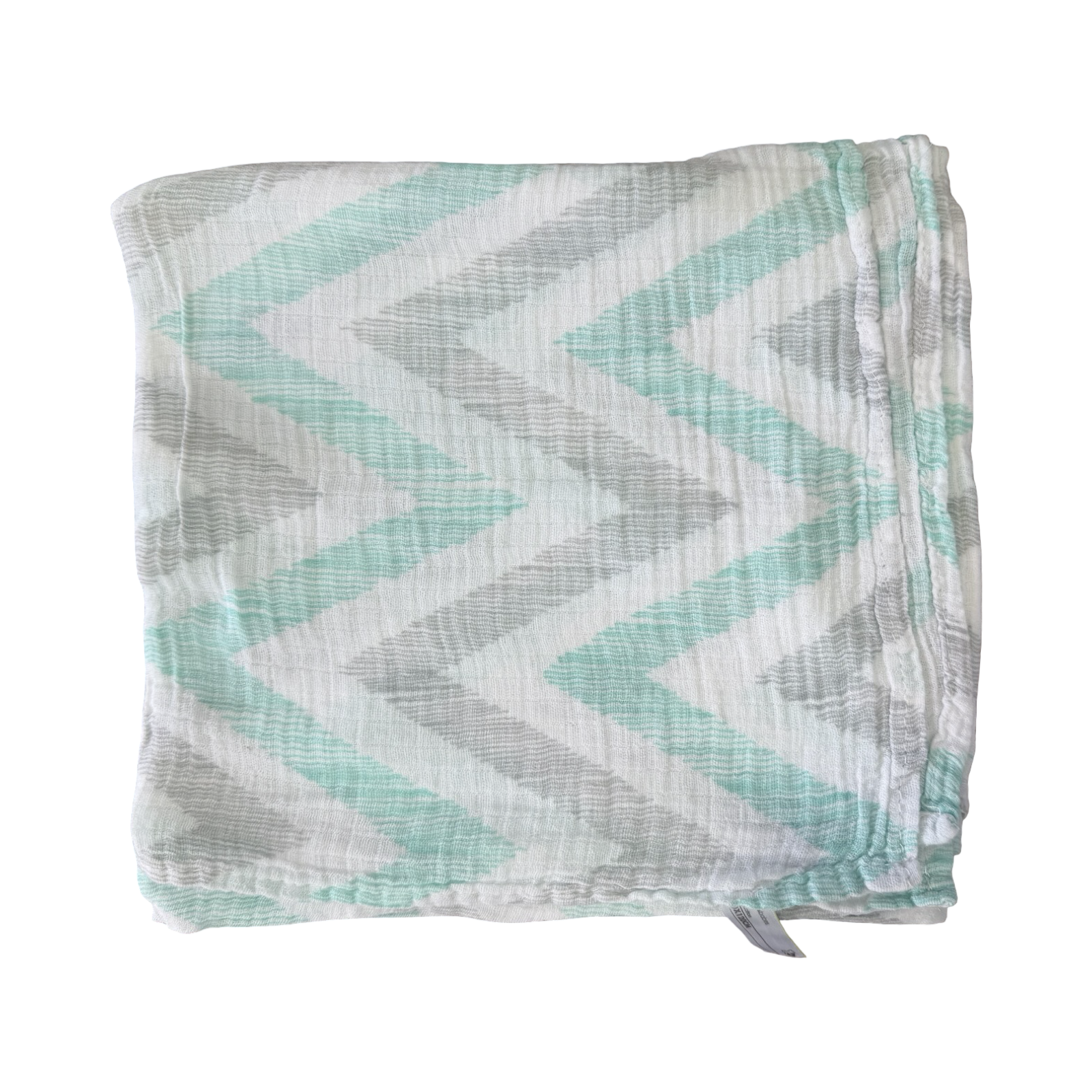 120x120cm Grey, White & Green Cotton Muslin Swaddle Blanket - Woolworths
