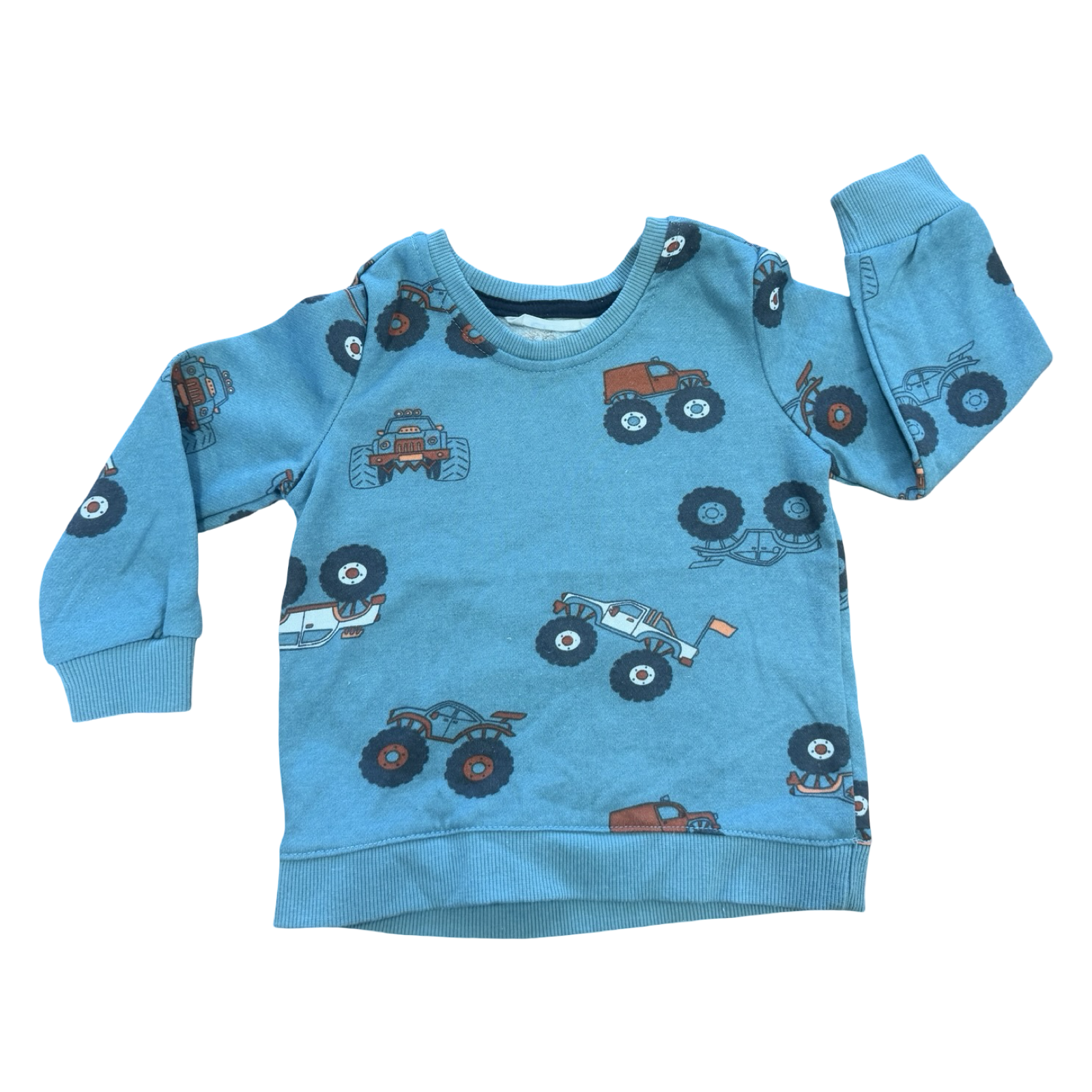 3-4Y Green Monster Truck Sweater - Real Kids