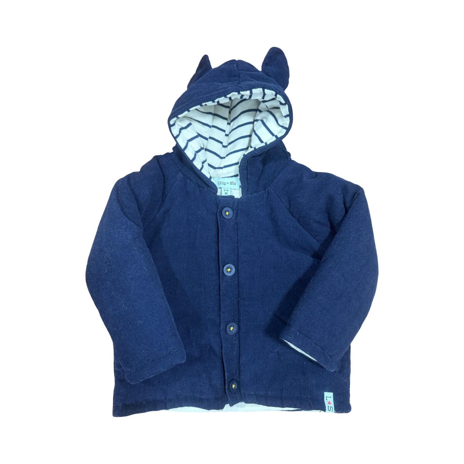 3-6M Navy Corduroy Lined Winter Jacket - Lilly & Sid