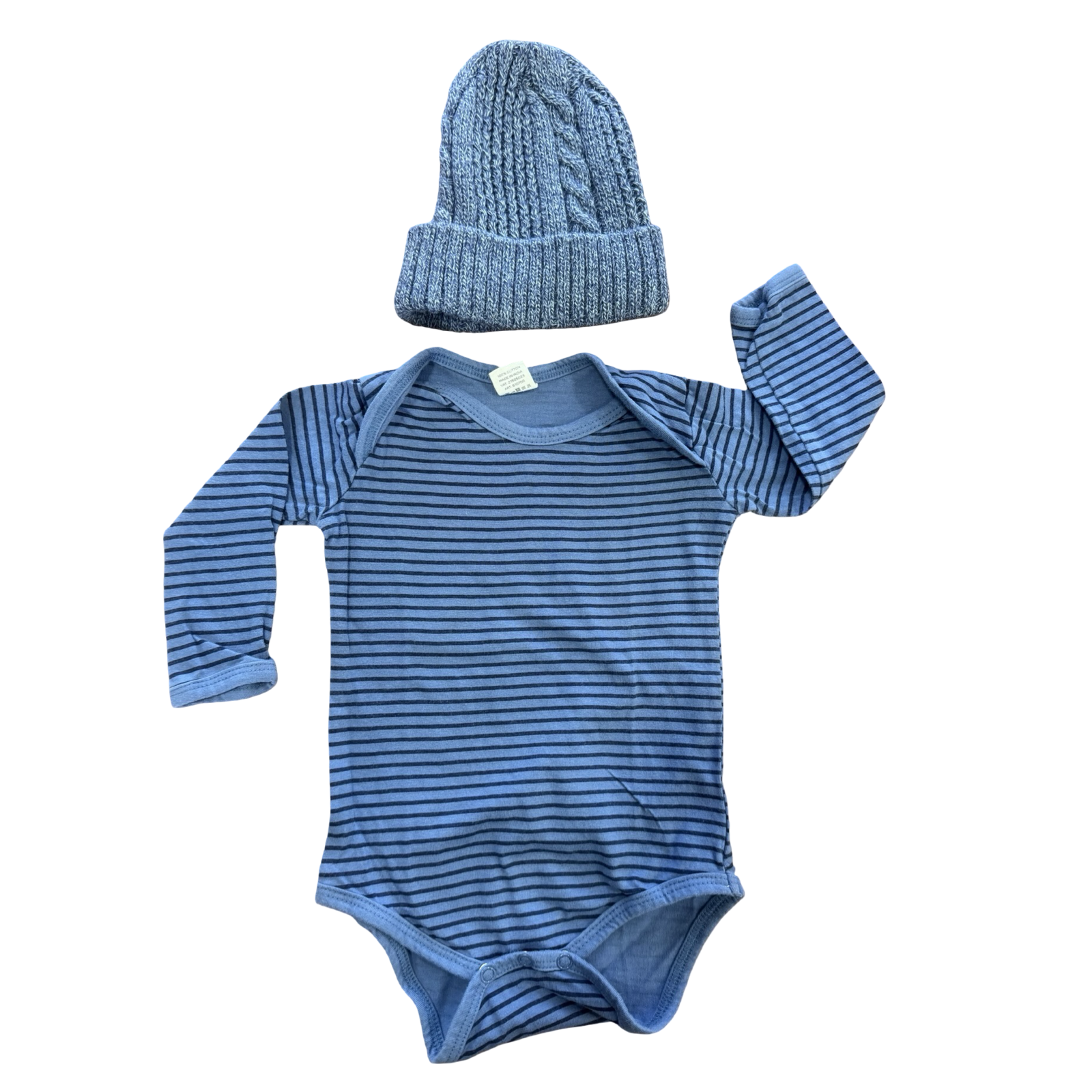 3-6M 2pc Striped Long Sleeve Bodysuit & Beanie - Woolworths & Ackermans
