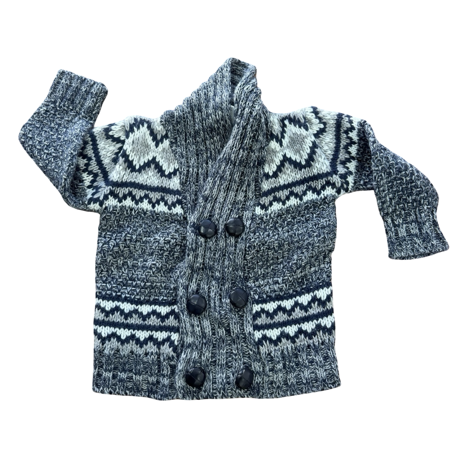 6-12M Navy & Blue Double Breasted Knitted Cardigan - Ackermans