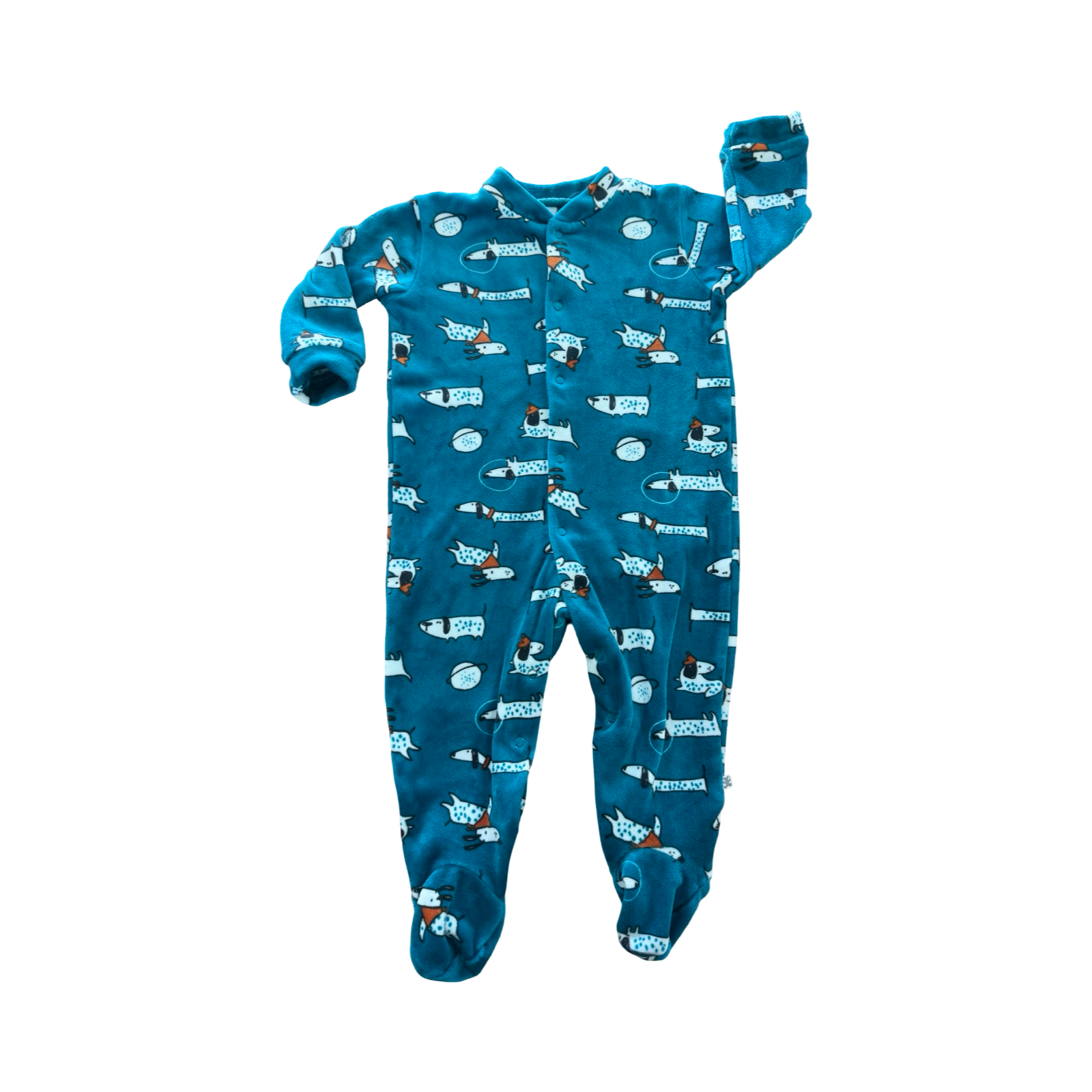 6-12M Turquoise Doggy Fleece Onesie - Woolworths
