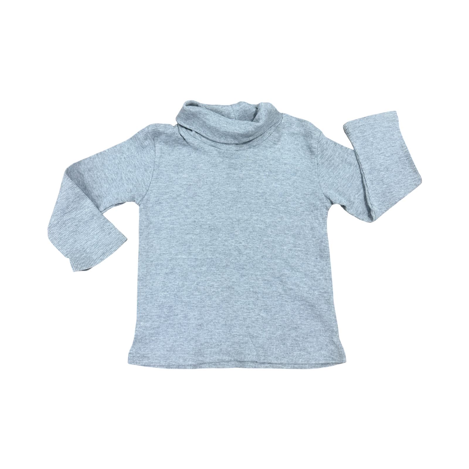 18-24M Grey Ribbed Long Sleeve Polo Neck Top - Ackermans