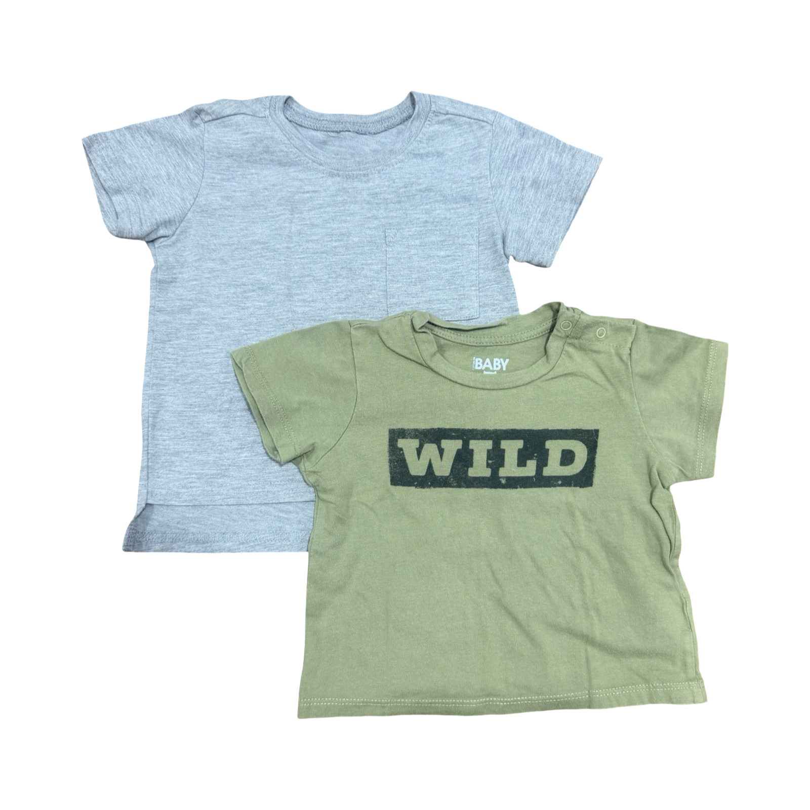 6-12M 2pc Grey & Green Whild T-Shirt - Cotton On