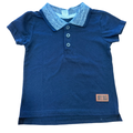 6-12M Navy Gold Shirt with Navu Melange Collar - Ackermans