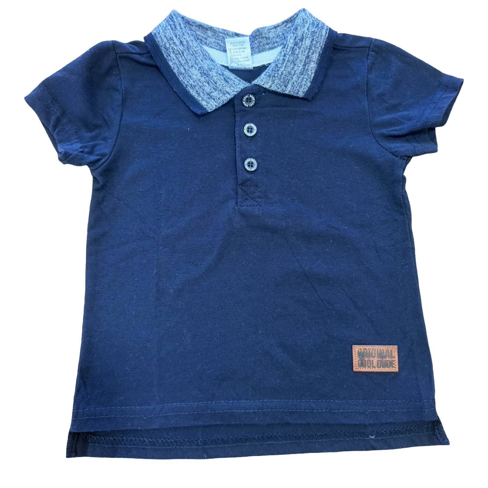 6-12M Navy Gold Shirt with Navu Melange Collar - Ackermans