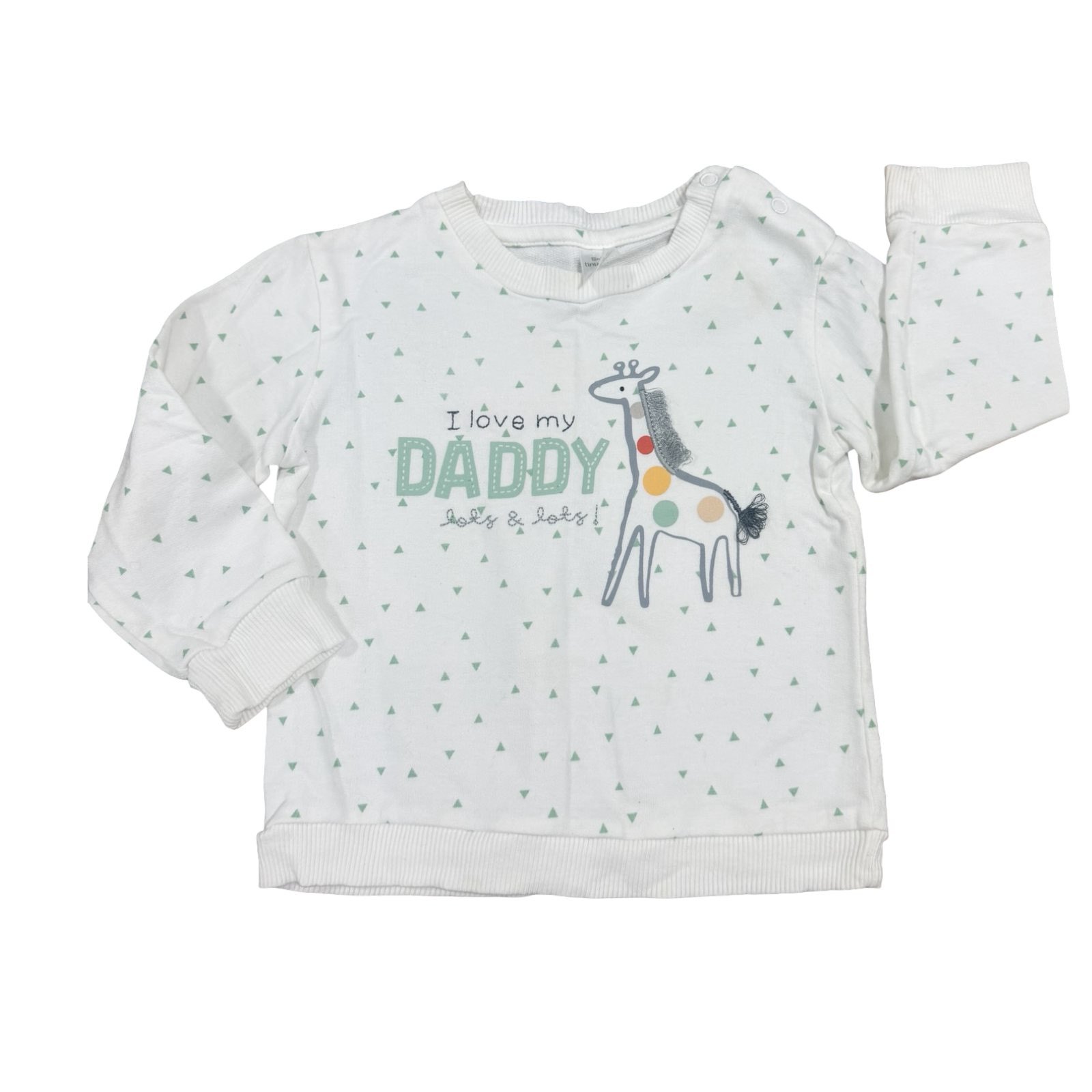 12-18M White Giraffe I Love My Daddy Sweater Top - Tiny Tots
