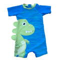 6-12M Blue & Green Dinosaur Swimming Bodysuit - Real Baby