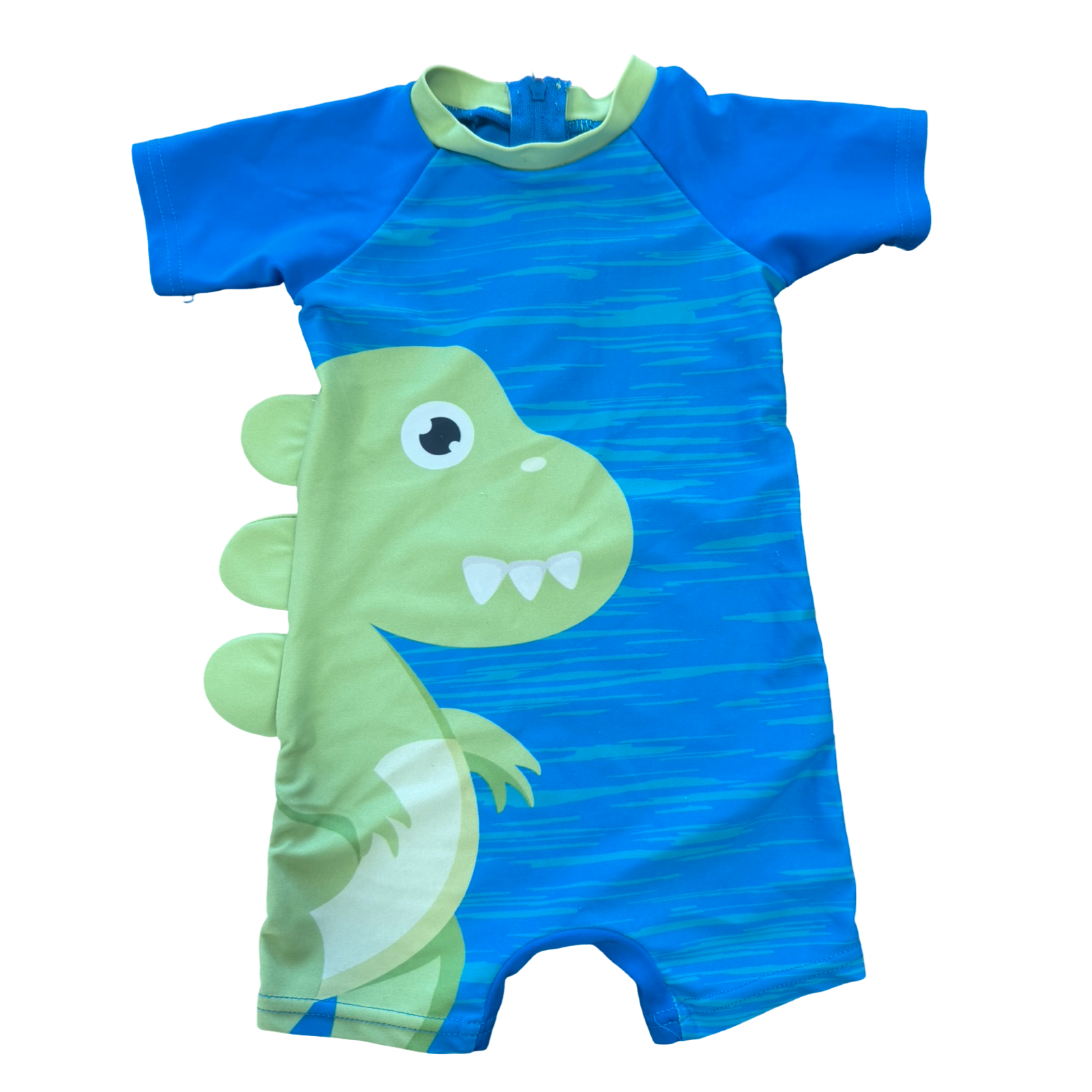 6-12M Blue & Green Dinosaur Swimming Bodysuit - Real Baby